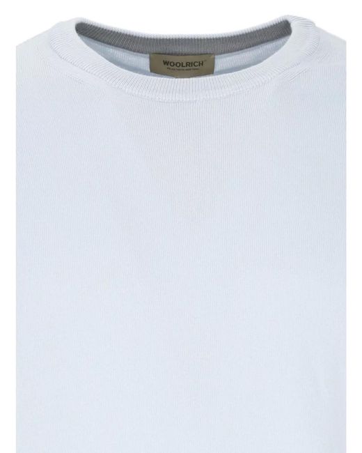 Woolrich White Cotton Logo-Embroidered Crewneck Jumper for men