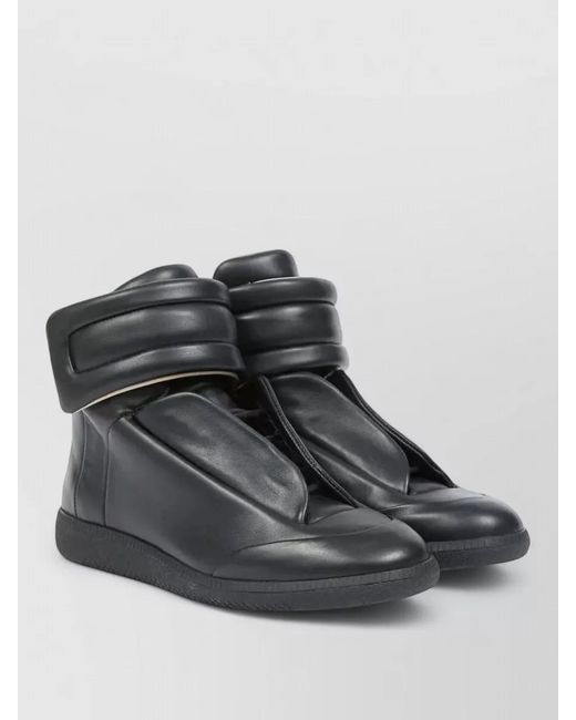 Maison Margiela Black Mid Top Calfskin Ankle Sneakers Stitch for men