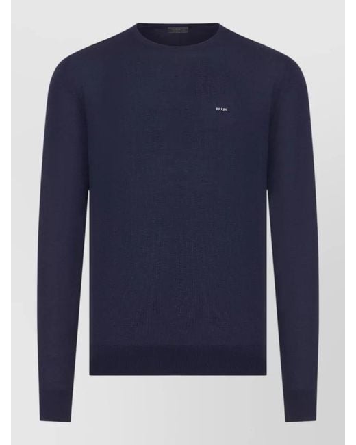 Prada Blue Wool Jumper for men