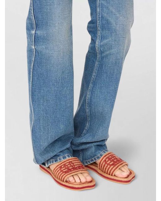 Chloé Pink Braided Rope Mules Flat Sole Open Toe