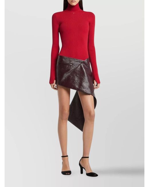 Courreges Purple Vinyl Asymmetric Folded Mini Skirt