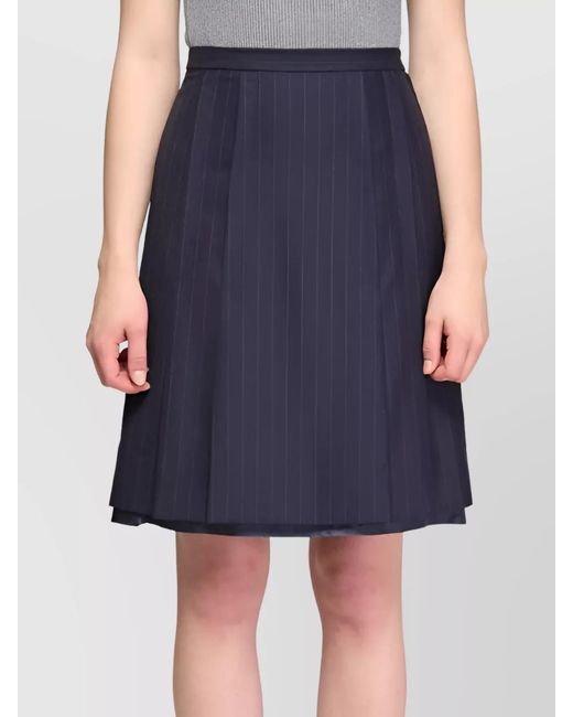 Maison Margiela Blue Wool Pleated Midi Skirt