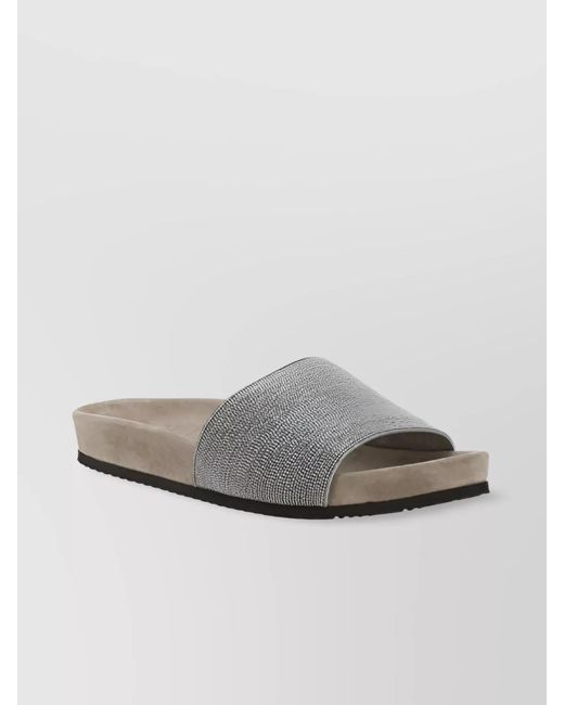 Brunello Cucinelli Gray Embellished Sandals