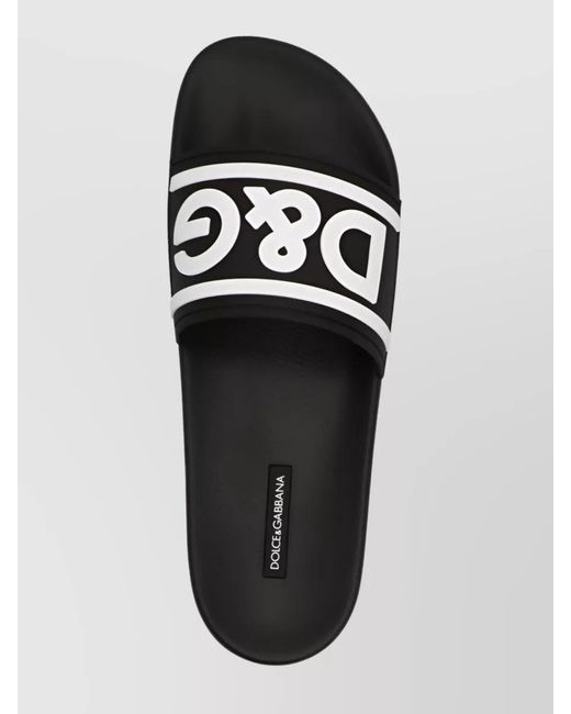 Dolce & Gabbana Black Logo Print Pool Slides With Open Toe for men