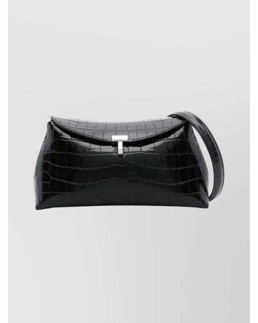 Totême  Black Rectangular Leather Clutch Top Handle