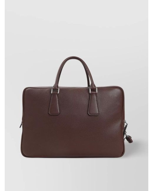 Prada Brown Leather Tote Bag for men