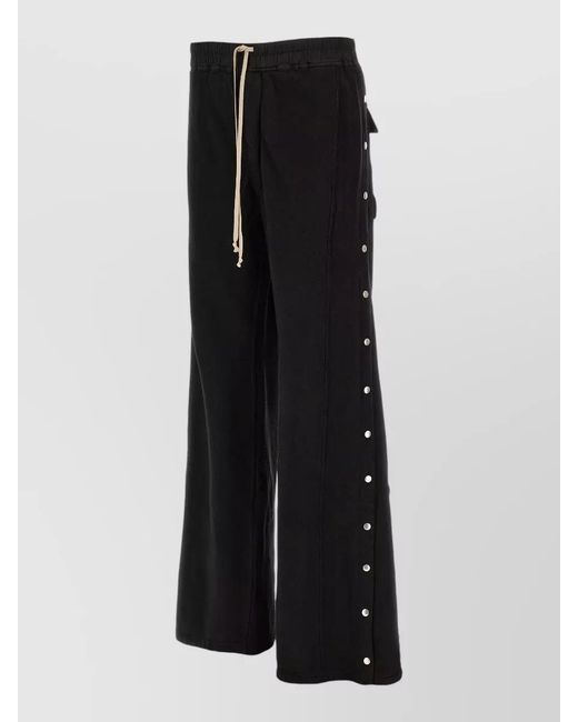 Rick Owens Black Wide-Leg Floor-Length Cotton Trousers for men