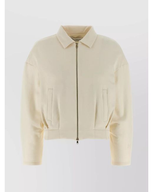 Max Mara Natural Silk-Blend Cropped Zip-Up Jacket