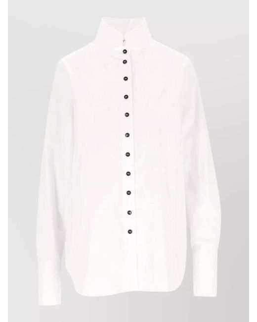 Barena White Cotton Stand Collar Shirt