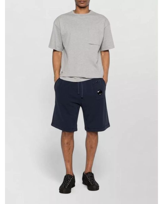 C P Company Blue Cotton Bermuda Shorts Elastic Waistband Pocket for men
