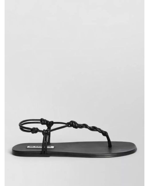 Jil Sander White Flat Sandals Open Toe Knotted Straps