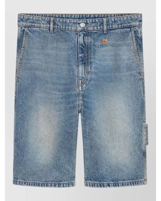 Courreges Blue Mid- Denim Shorts for men