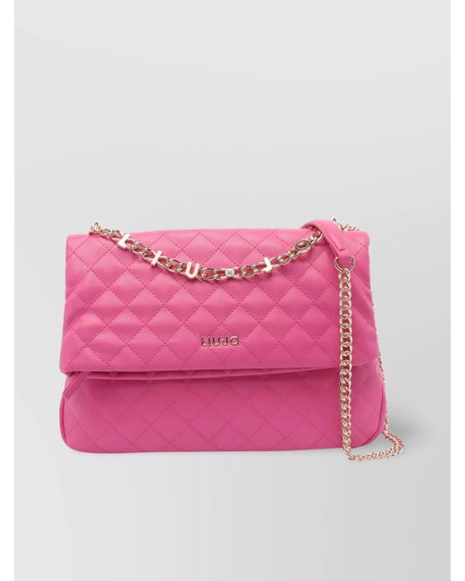 Liu Jo Pink Quilted Chain Strap Shoulder Bag