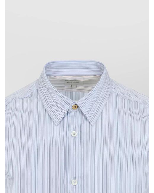 Paul Smith Blue Striped Slim-Fit Cotton Shirt for men