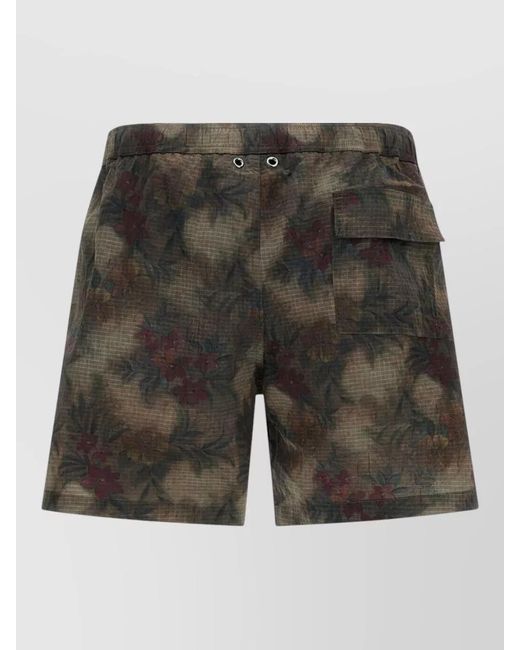 Herno Gray Tropical Floral Ripstop Nylon Swim Shorts for men