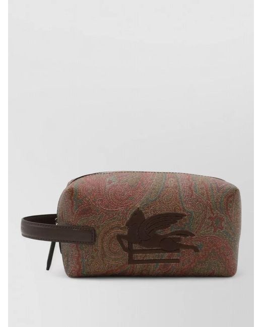 Etro Brown Canvas Travel Pouch for men