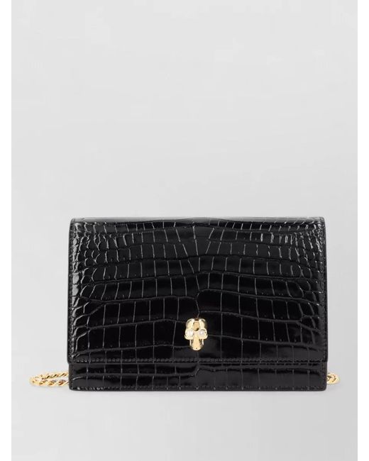 McQueen Black Skull Small Leather Clutch Bag
