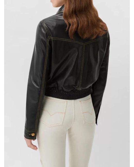 Versace Black Lamb Leather Regular-Fit Blouson Jacket