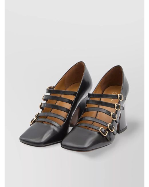 Chloé Black Leather Janis Mary Jane Pumps