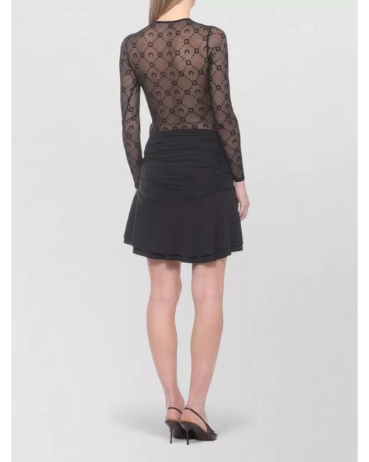 MARINE SERRE Gray Moon Tulle Dress Asymmetric Hem Drape
