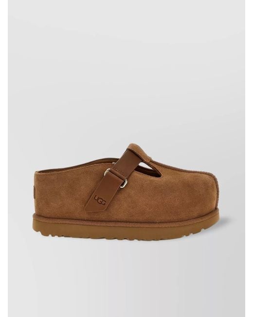 Ugg Brown Suede Leather Platform Clogs