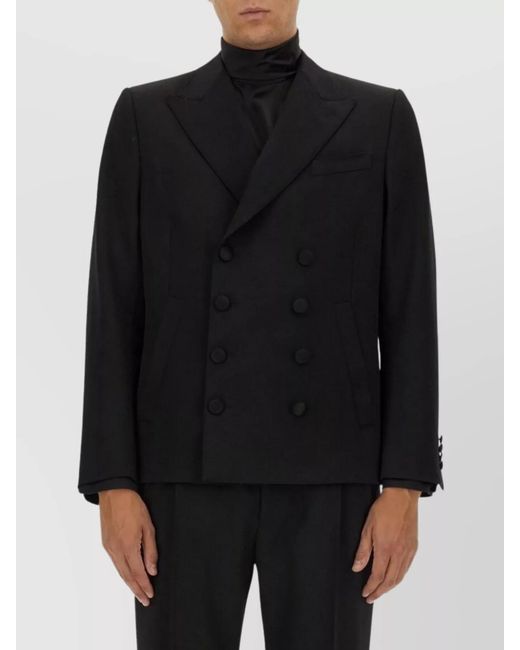 Dolce & Gabbana Black Virgin Wool Double-Breasted Suit Jacket for men