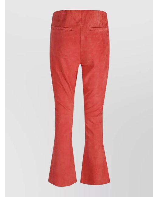 Via Masini 80 Blue Cropped Suede Trousers Flared Cut Back Pockets