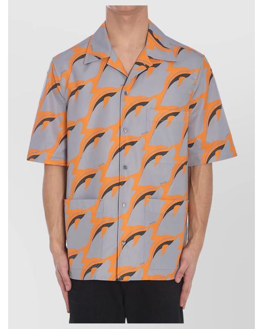 Gucci Gray Boxy Fit Dolphin Print Shirt for men