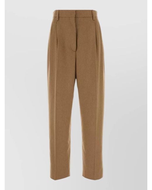 Prada Natural Camel Hair Tailored Trousers