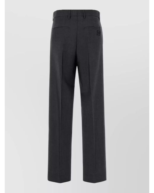 Miu Miu Blue Mohair Straight-Leg Suit Trousers