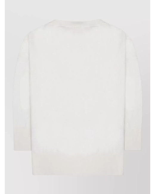 P.A.R.O.S.H. White Knitwear Sweater Soft Texture Cuffs Hem
