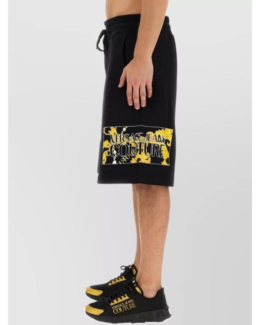 Versace Jeans Couture Black Logo-Print Bermuda Shorts for men