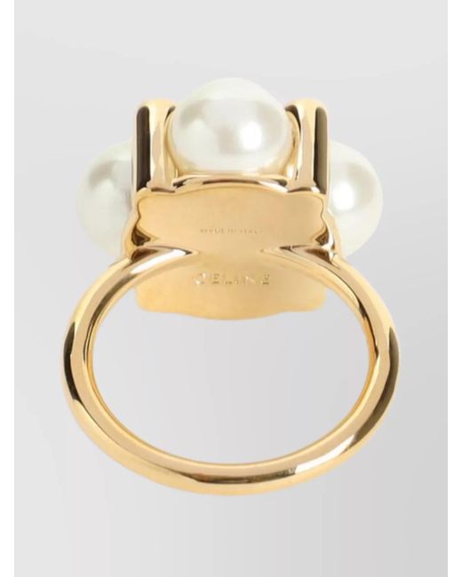 Céline Metallic Pearl Crystal-Embellished Ring
