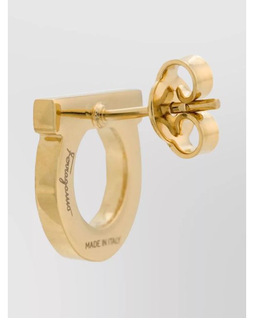 Ferragamo Metallic Gancio Earrings Pearls Embellished