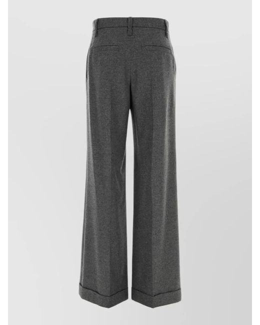 Brunello Cucinelli Gray Wool Blend Palazzo Pant High Waist