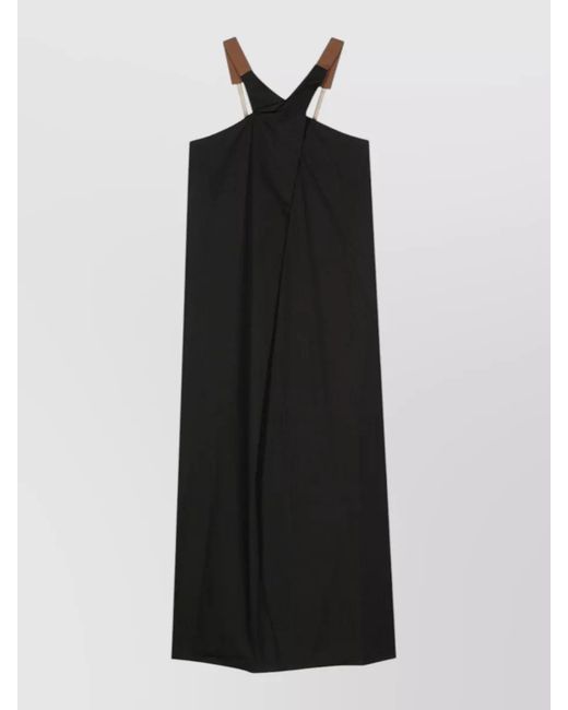 Alysi Black Poplin Dress Grosgrain Ribbon Crossover Straps