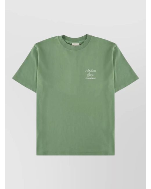 Drole de Monsieur Green Short Sleeve Crew Neck Graphic T Shirt for men