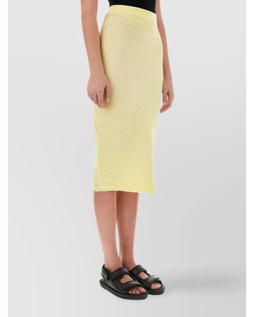 Bottega Veneta Yellow Stretch Cotton Blend Midi Skirt