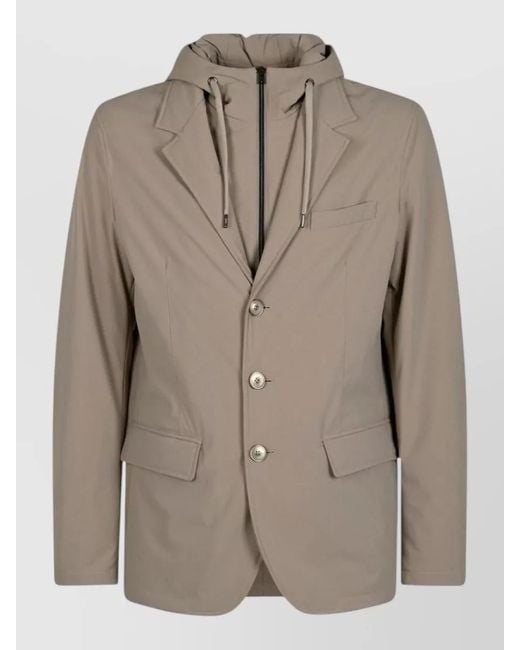 Herno Natural Hooded Nylon Blazer Jacket Tailored Fit for men