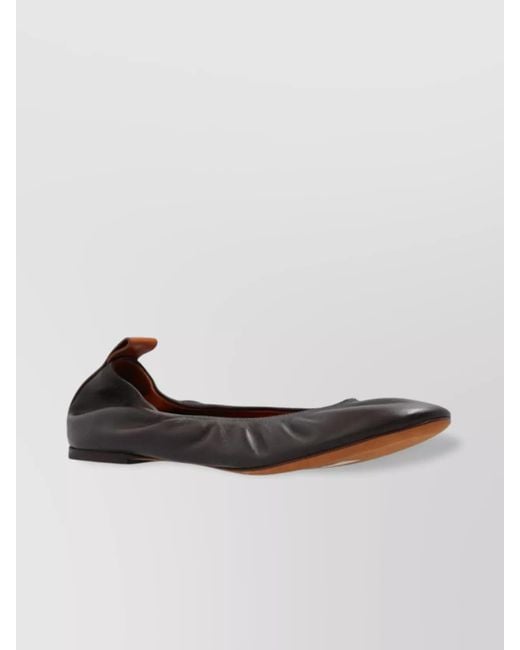 Lanvin Multicolor Elasticated Leather Ballerina Shoes Round Toe