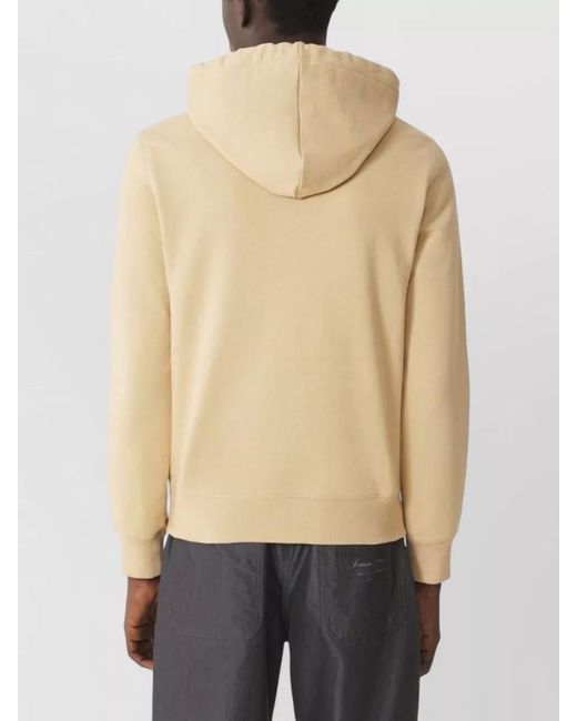Lanvin Natural Hooded Crewneck Sweater Kangaroo Pocket Ribbed Hem for men