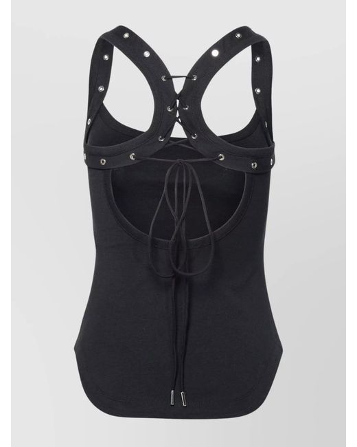 The Attico Black Cotton Logo-Print Top