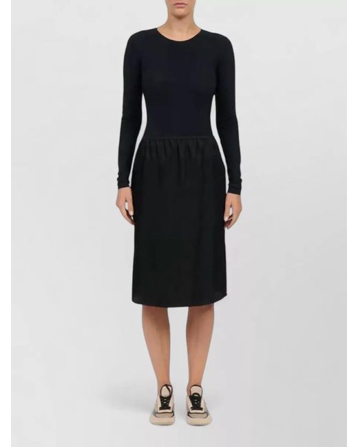 MM6 by Maison Margiela Black Midi Skirt Artwork Detail Straight Silhouette