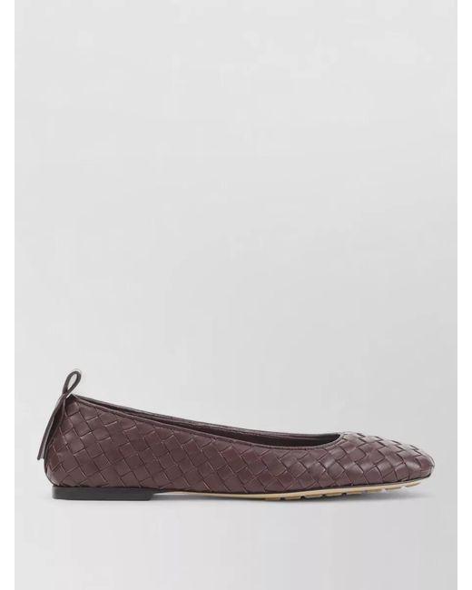 Bottega Veneta Brown Charlotte Intrecciato Leather Ballet Flats