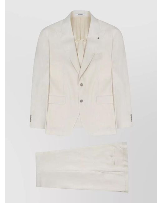 Tagliatore White Linen Single Breasted Coat for men