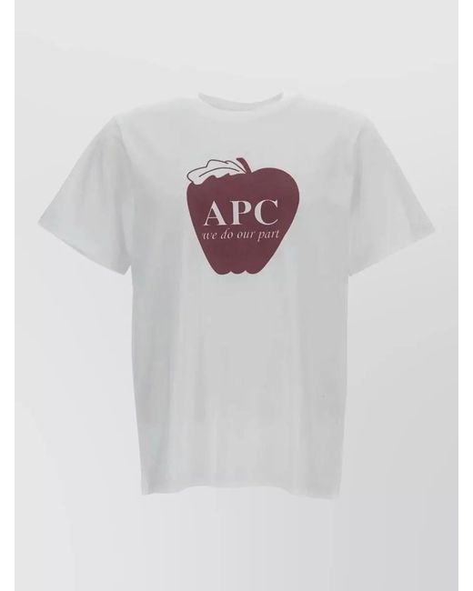 A.P.C. White Short Sleeve Crew Neck Graphic T-Shirt for men