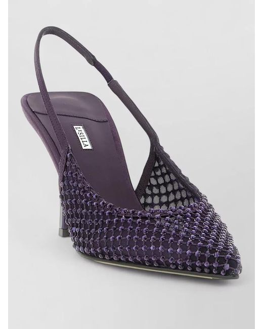 Le Silla Purple Gilda Slingback Mules Embellished Pointed Toe