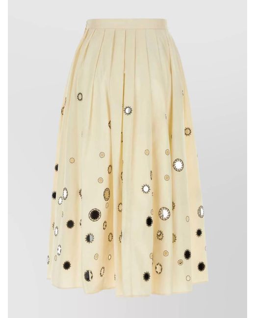 Prada Natural Cotton Pleated Skirt