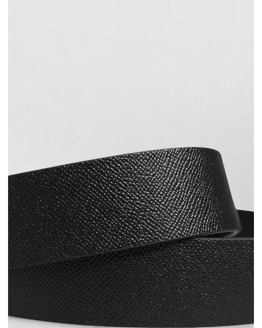 Dolce & Gabbana Gray Leather Belt Dg Logo Buckle for men