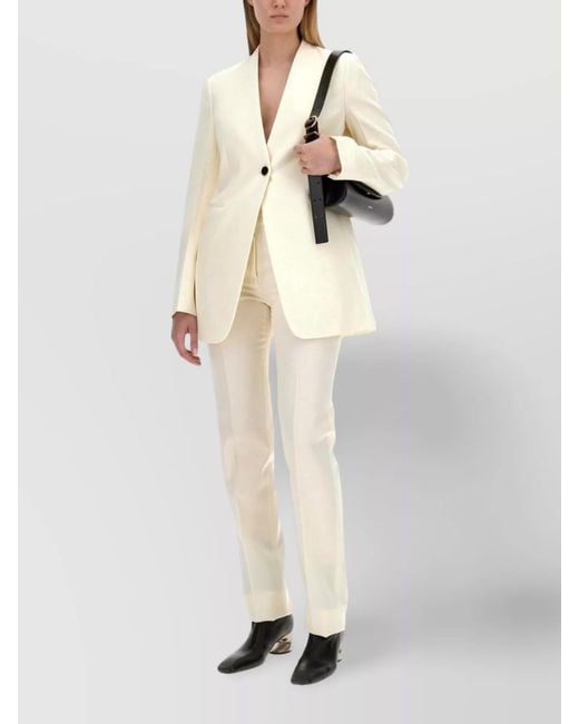 Jil Sander White Wool Regular-Fit Tailored Trousers